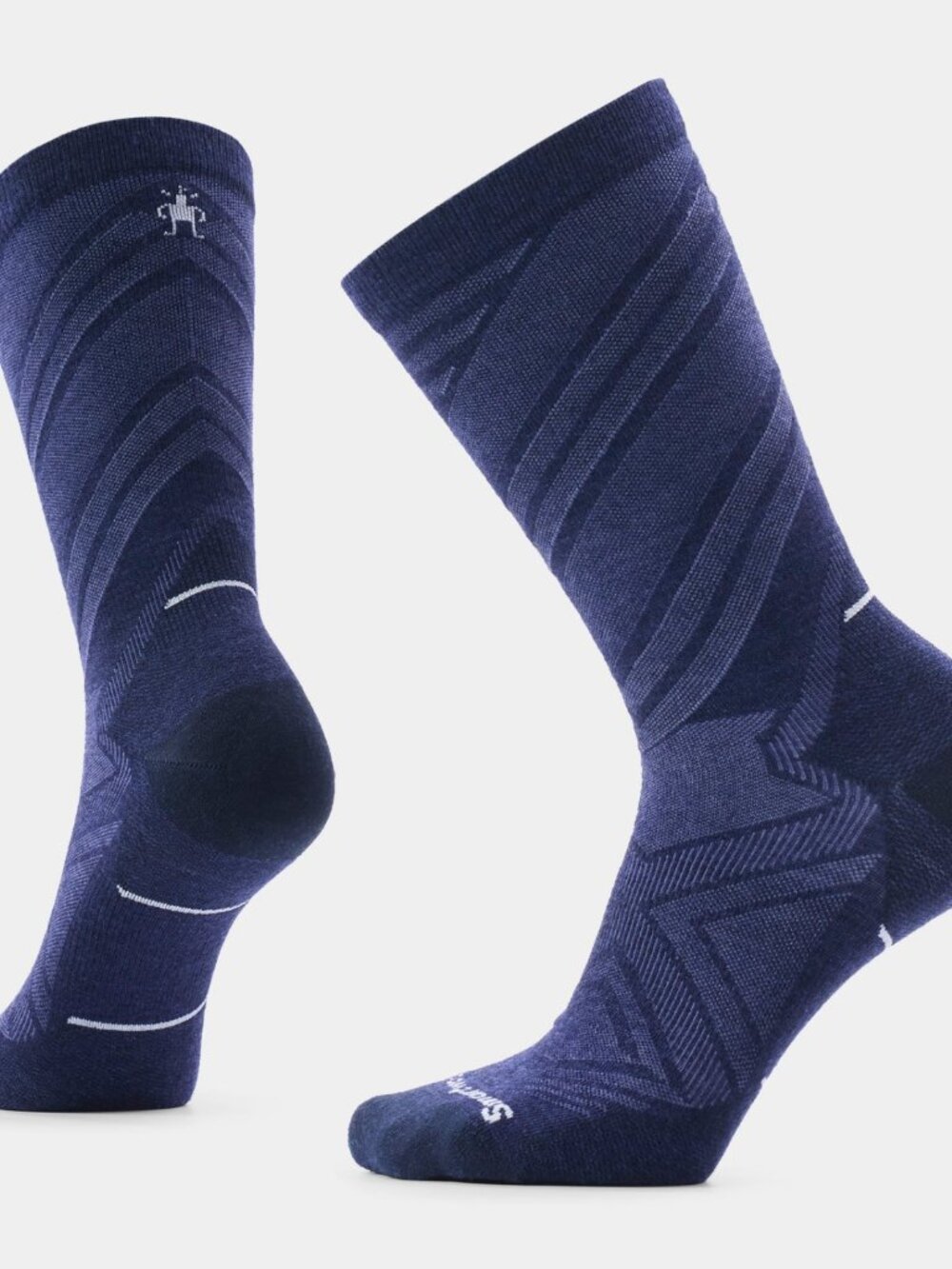 NWT NIB Smartwool Run Pattern Crew Socks, Deep Navy, Large